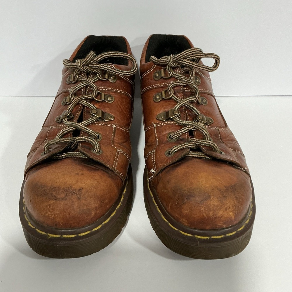 Vintage Y2K Chunky Distressed Brown Leather Dr. Martens Oxford Boots Sz 12, 8b68 - Picture 2 of 11